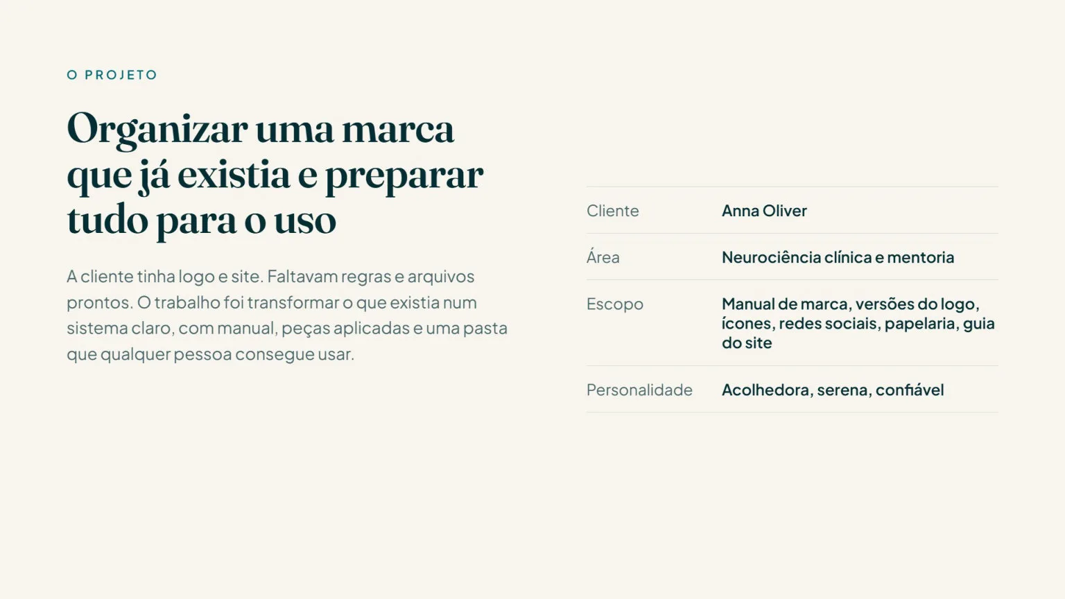 O projeto: organizar uma marca que já existia e preparar tudo para o uso.