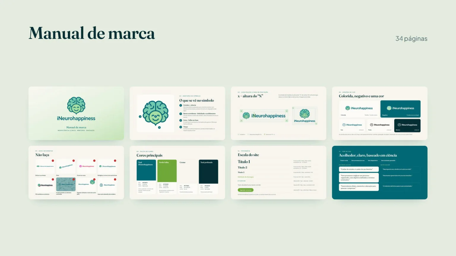 Páginas do manual de marca.